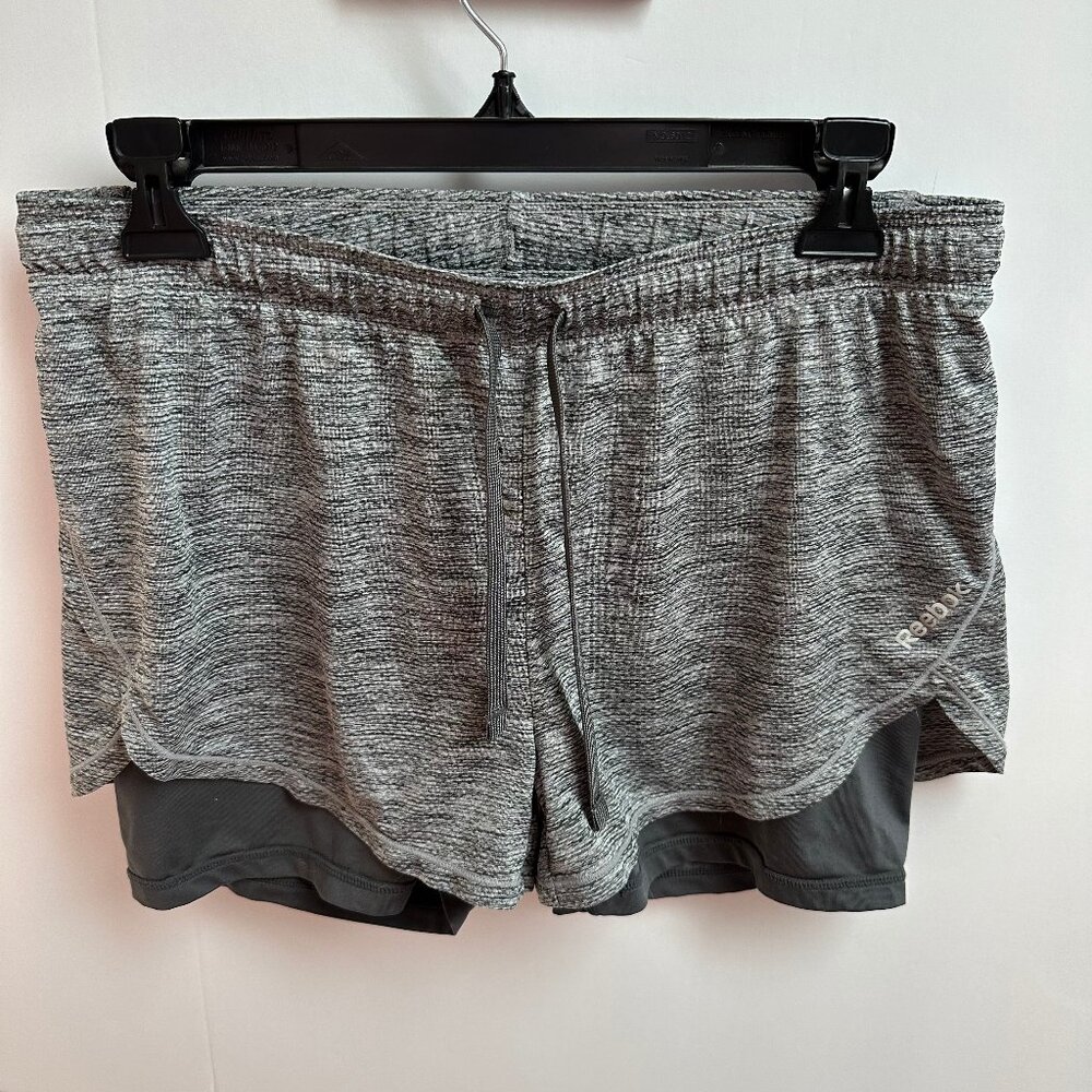 reebok running shorts heather navy gray